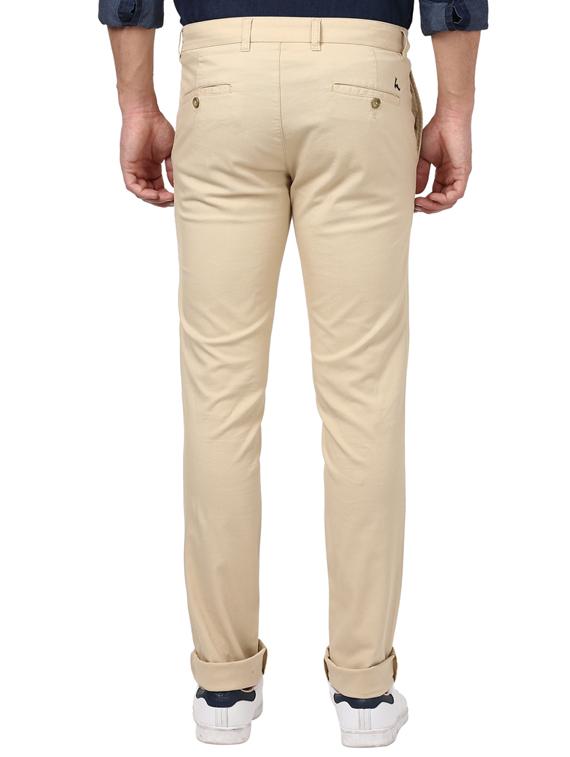 beige solid flat front casual trouser - 17504226 - Standard Image - 2