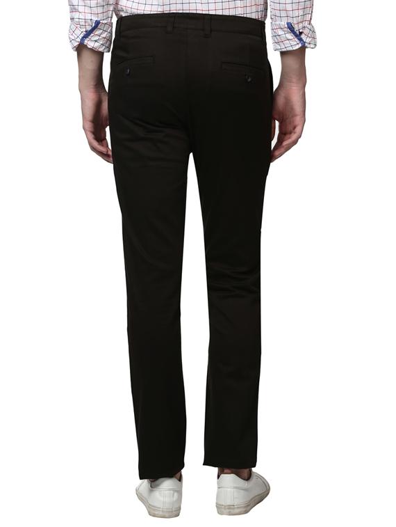 black solid flat front casual trouser - 17504275 - Standard Image - 2