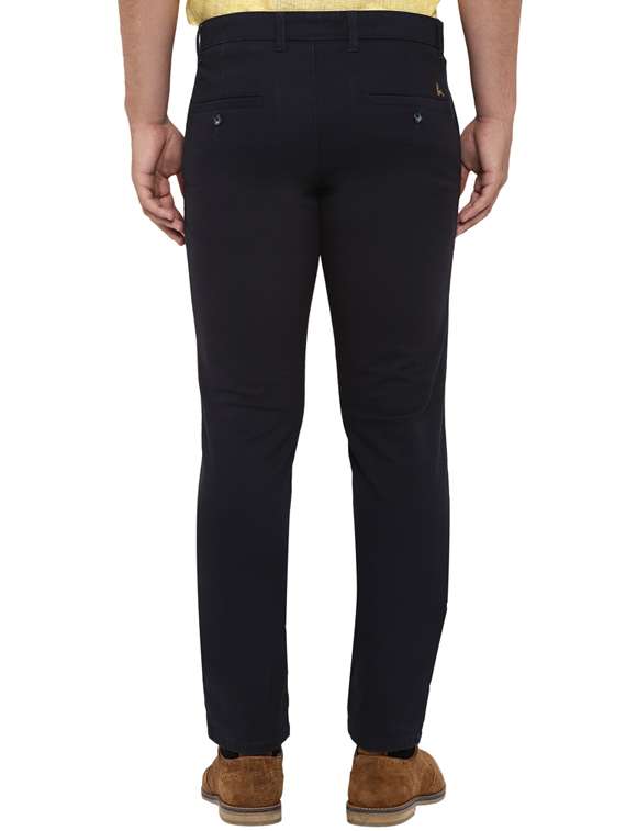 black solid flat front casual trouser - 17504320 - Standard Image - 2