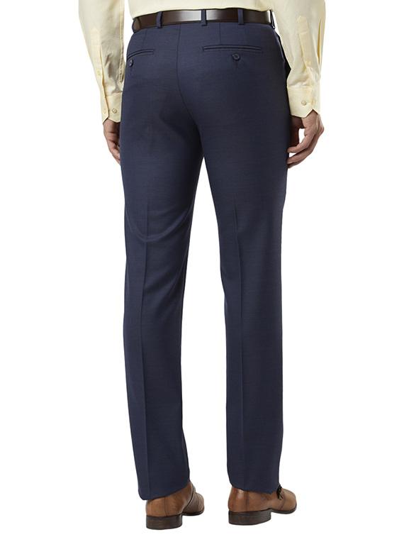 navy blue solid flat front formal trouser - 17504339 - Standard Image - 2