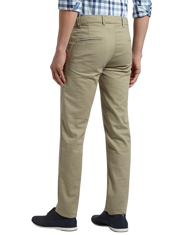 taupe solid flat front casual trouser - 17504396 - Standard Image - 2