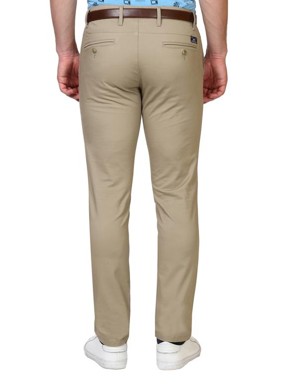 olive green solid flat front casual trouser - 17504441 - Standard Image - 2