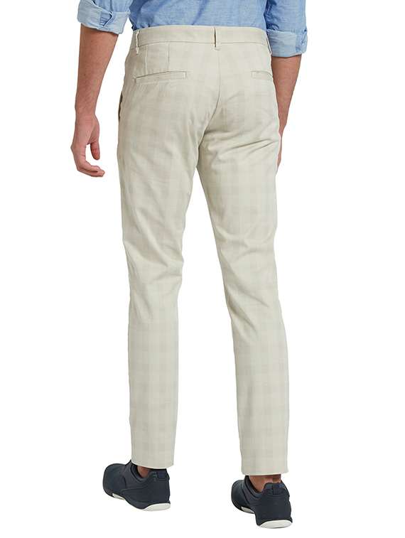 off white checkered flat front casual trouser - 17504472 - Standard Image - 2
