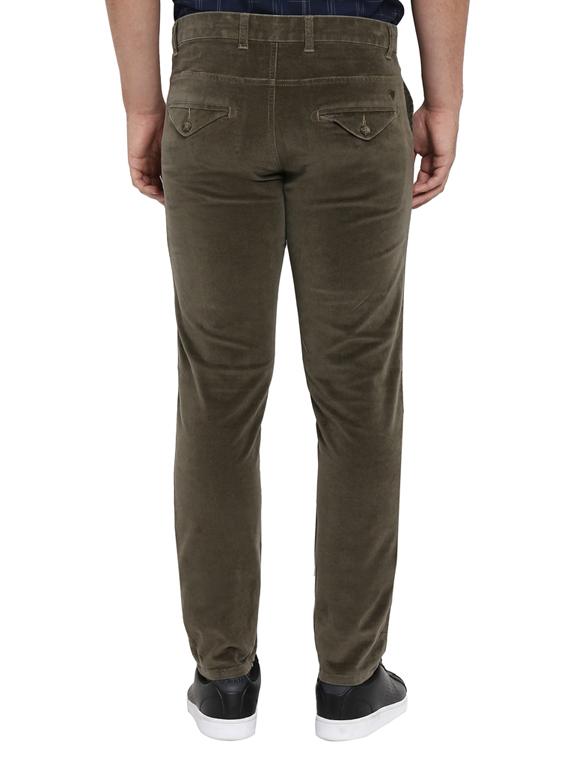 olive green solid flat front casual trouser - 17504478 - Standard Image - 2