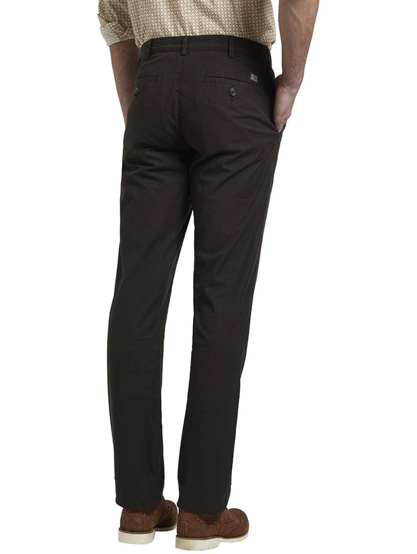 olive green checkered flat front casual trouser - 17504530 - Standard Image - 2