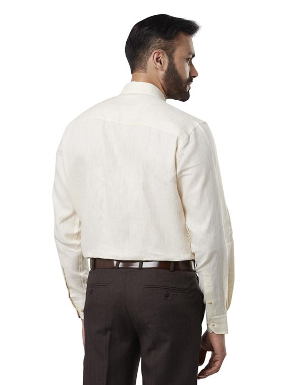 cream solid linen formal shirt - 17505918 - Standard Image - 2