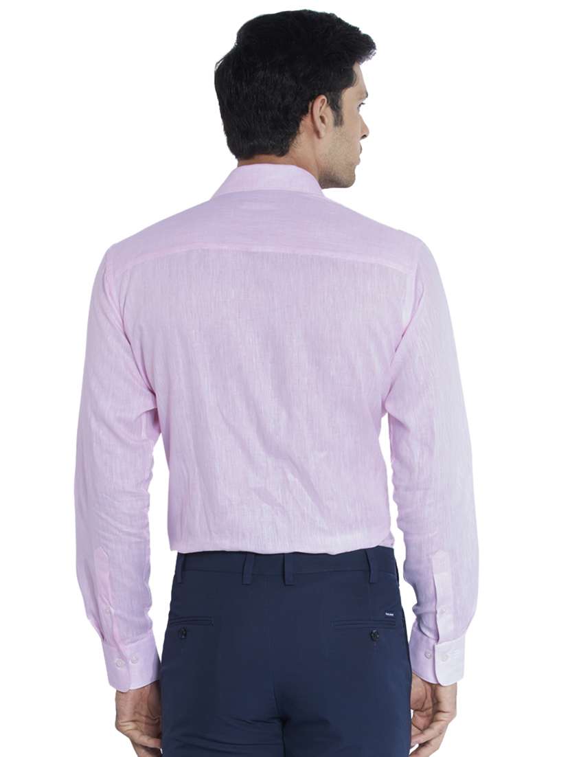 pink solid linen formal shirt - 17506047 - Standard Image - 2
