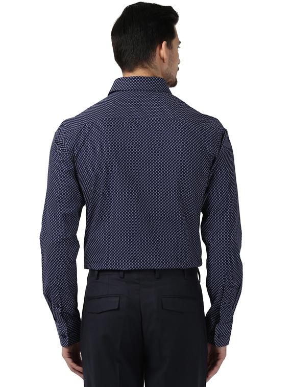 navy blue printed formal shirt - 17506268 - Standard Image - 2