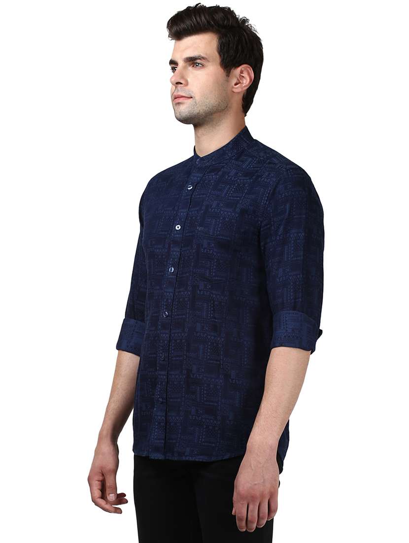 navy blue printed casual shirt - 17506390 - Standard Image - 2