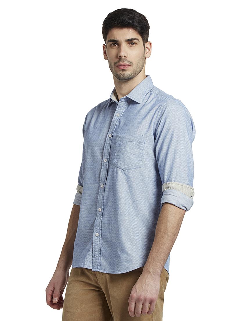 light blue self design casual shirt - 17506393 - Standard Image - 2