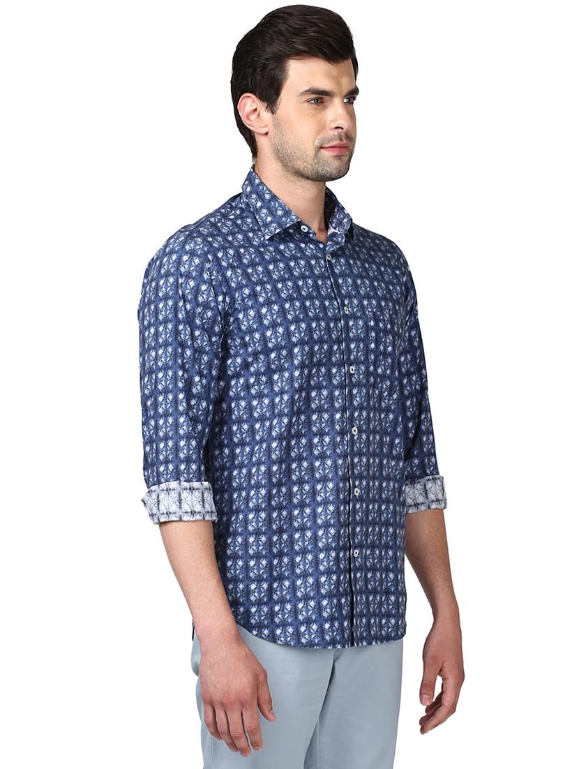 navy blue printed casual shirt - 17506409 - Standard Image - 2
