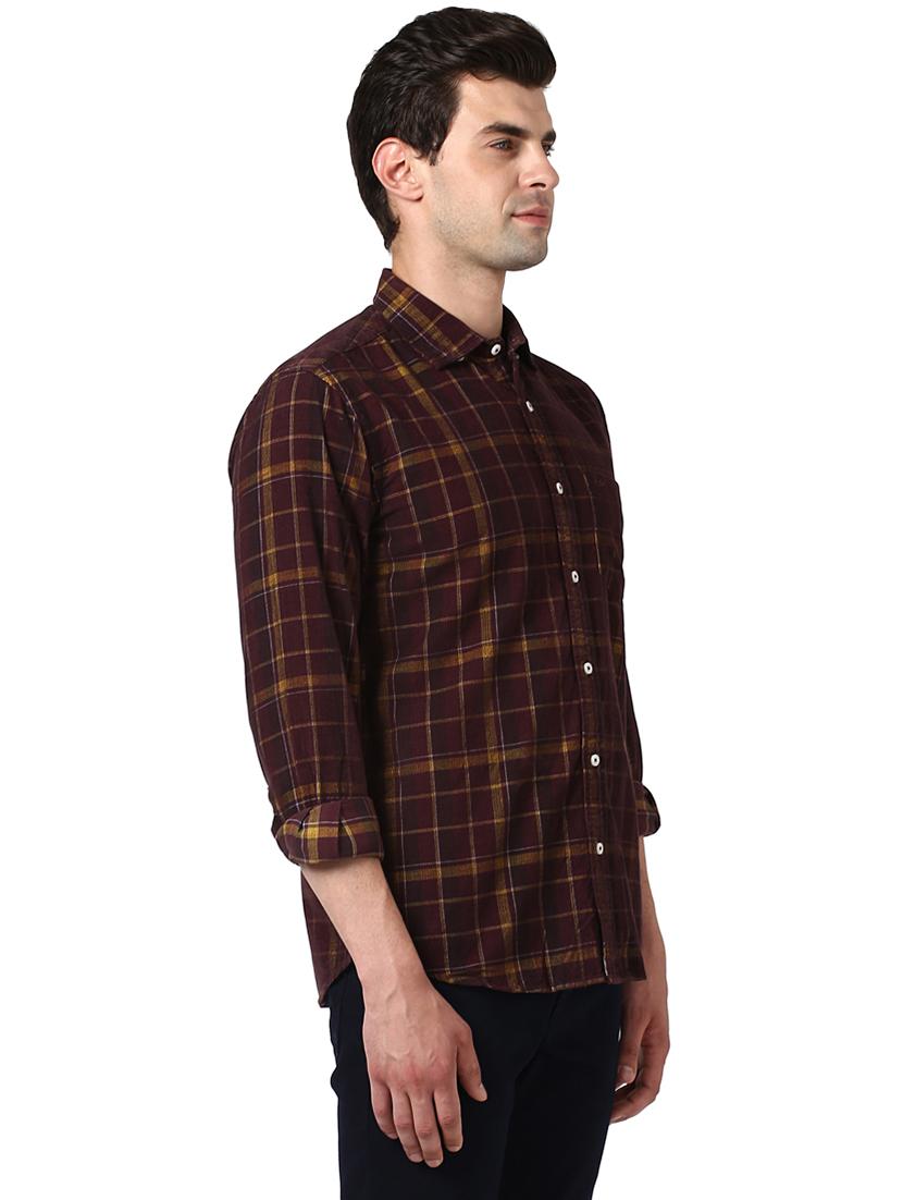maroon checkered casual shirt - 17506420 - Standard Image - 2
