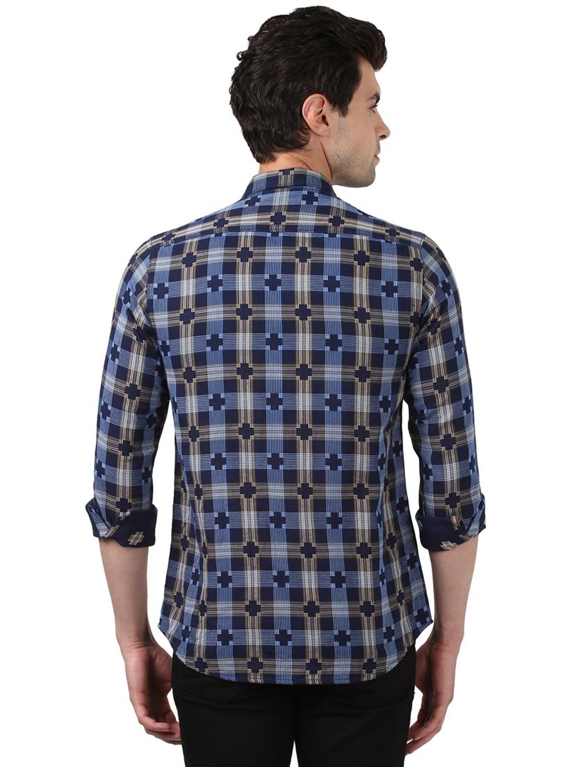 navy blue checkered casual shirt - 17506586 - Standard Image - 2