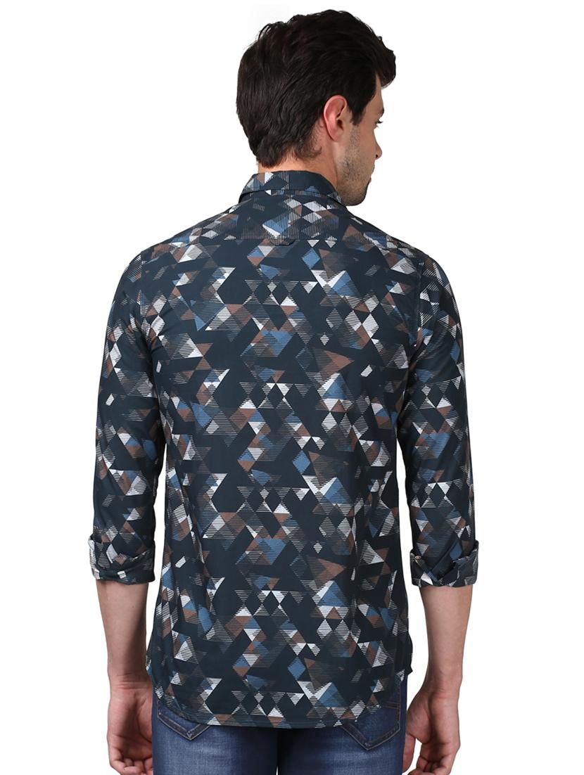 navy blue printed casual shirt - 17506603 - Standard Image - 2