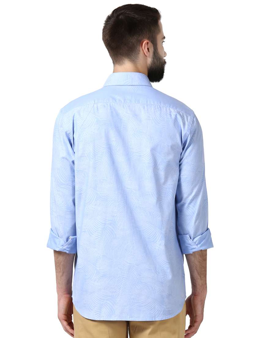 light blue printed casual shirt - 17506683 - Standard Image - 2