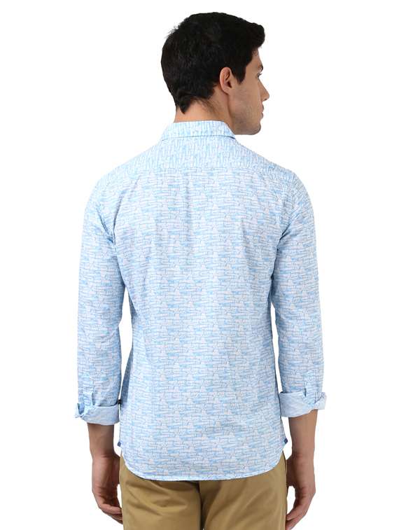 light blue printed casual shirt - 17507018 - Standard Image - 2
