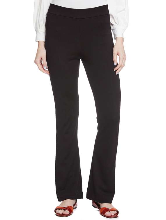 Women Solid Flat Front Bootcut Pants