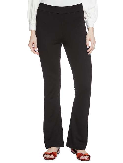 women solid flat front bootcut pants - 17508239 - Standard Image - 0