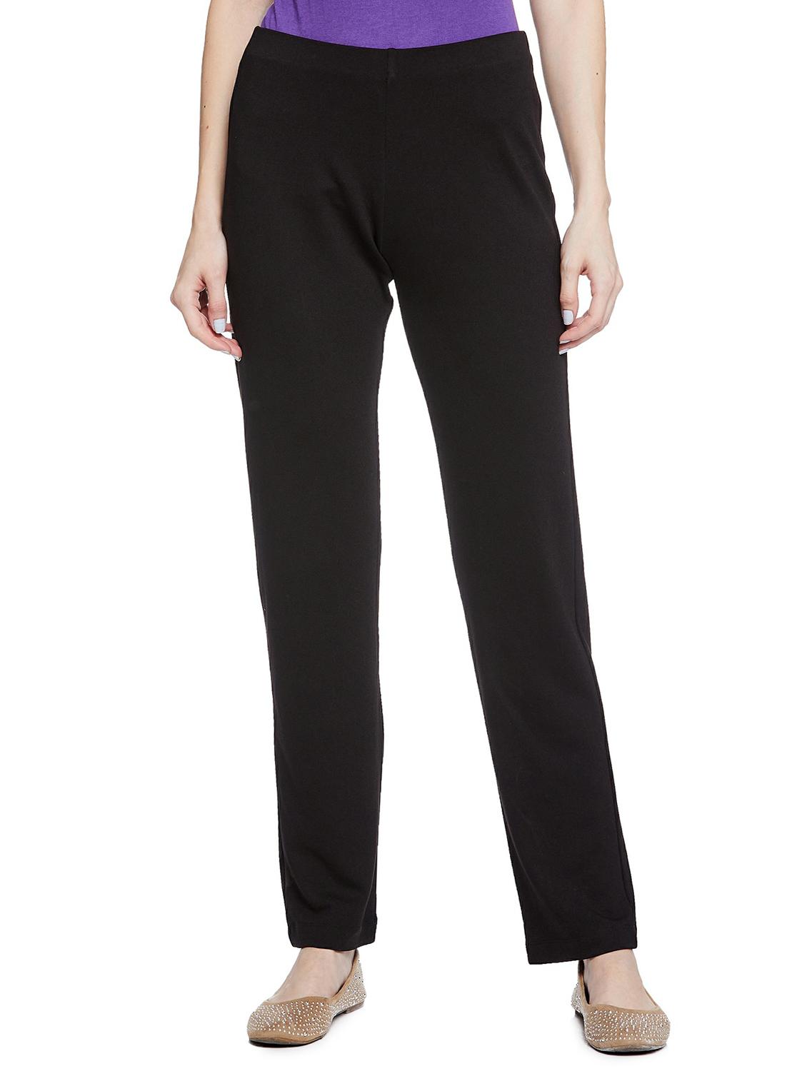 women solid flat front tailored pants