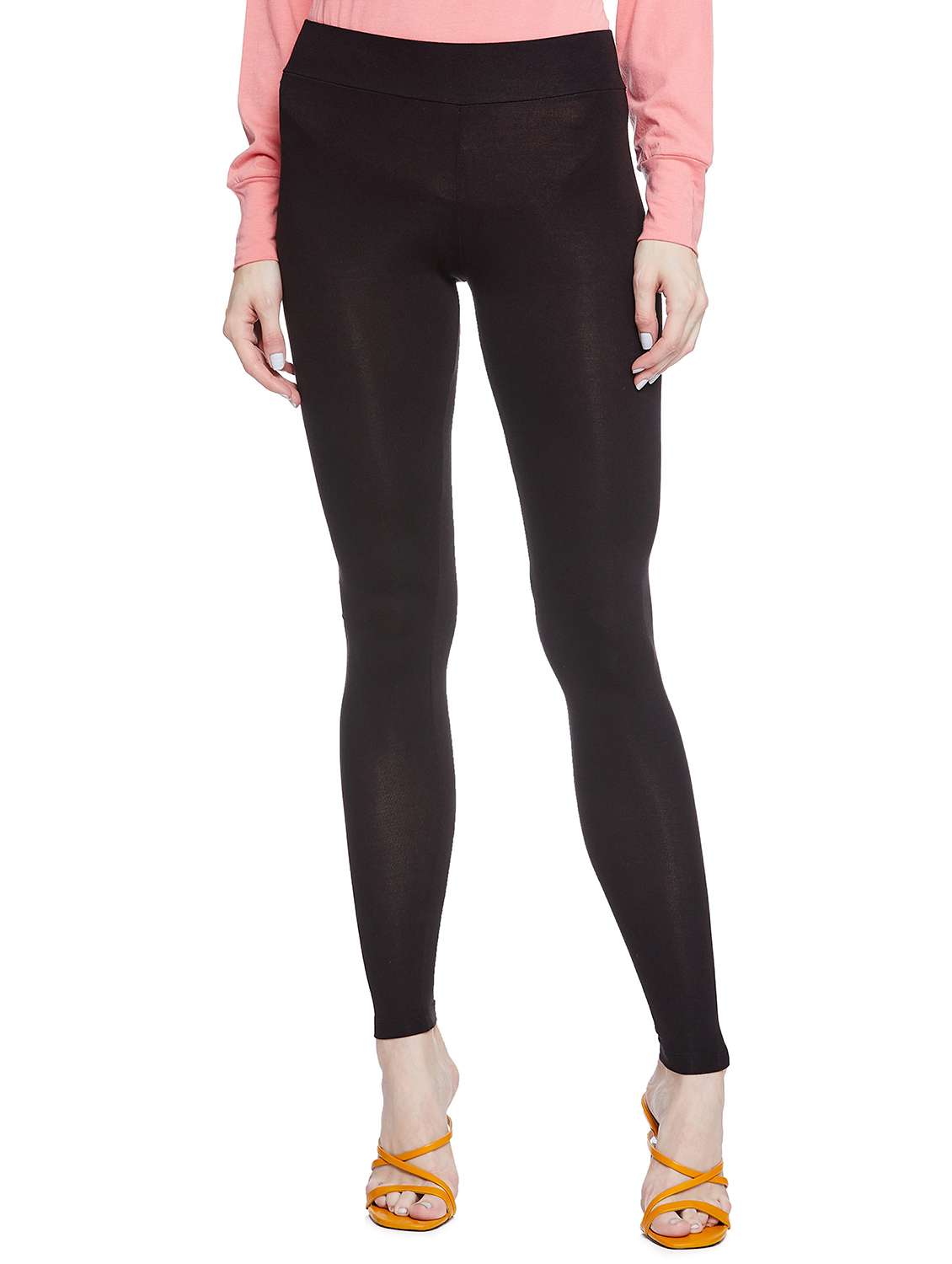 women solid high rise legging