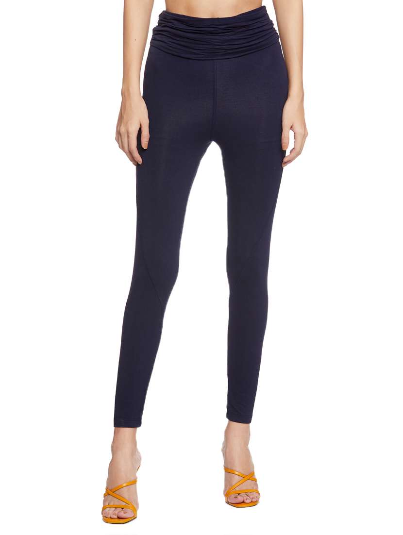 women solid high rise legging