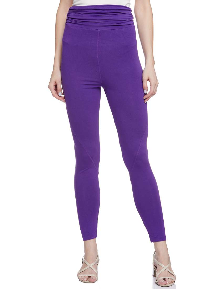women solid high rise legging