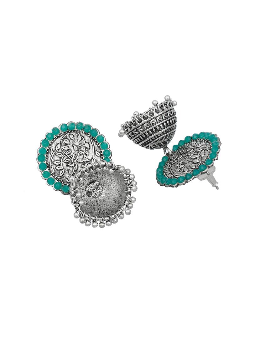 silver brass jhumka earring - 17509228 - Standard Image - 2