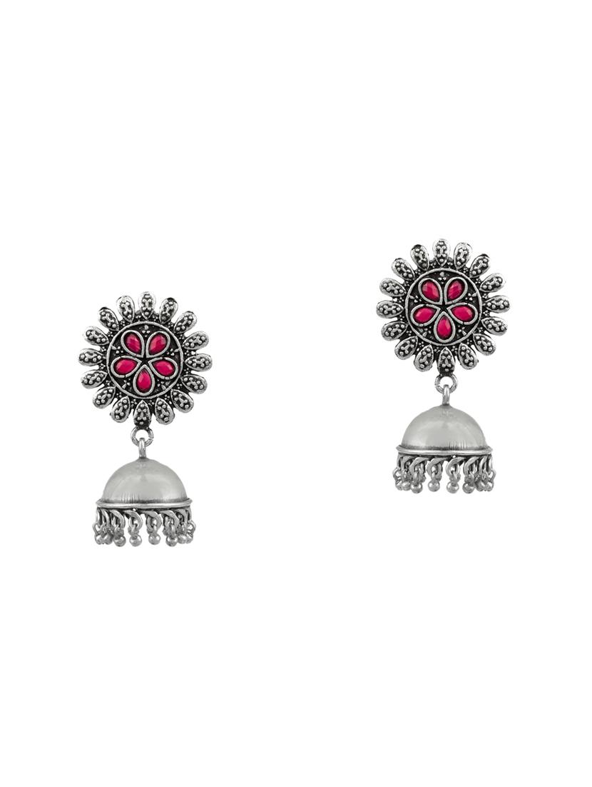 silver brass jhumka earring - 17509243 -  Zoom Image - 0