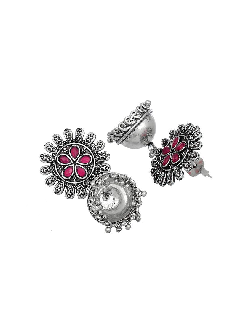 silver brass jhumka earring - 17509243 - Standard Image - 2
