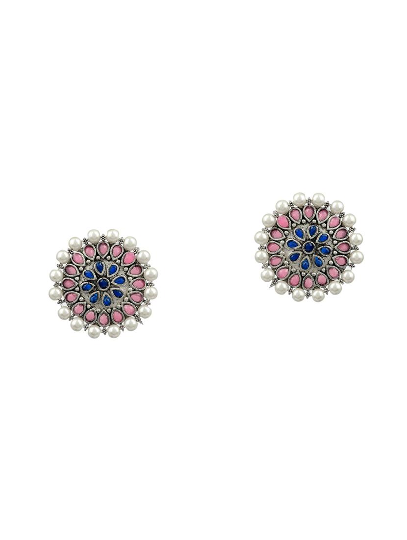 silver brass studs earring - 17509244 -  Zoom Image - 0