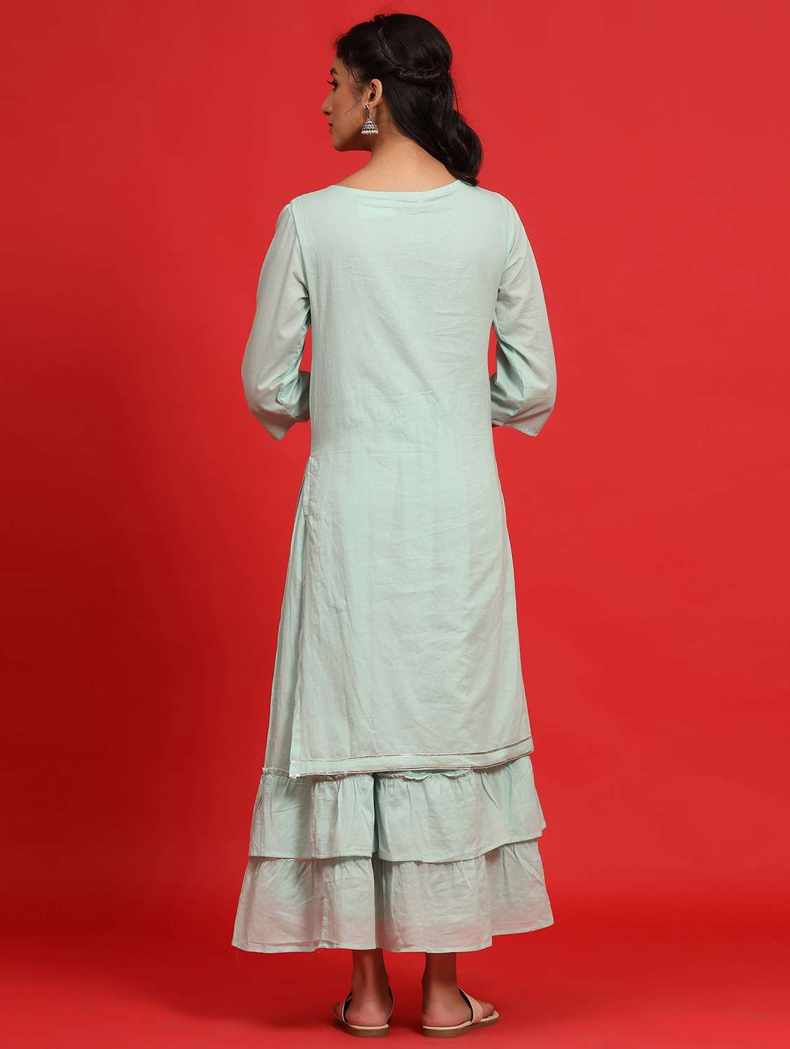 rosewater layered ethnic dress with face mask  - 17509490 -  Standard Image - 2