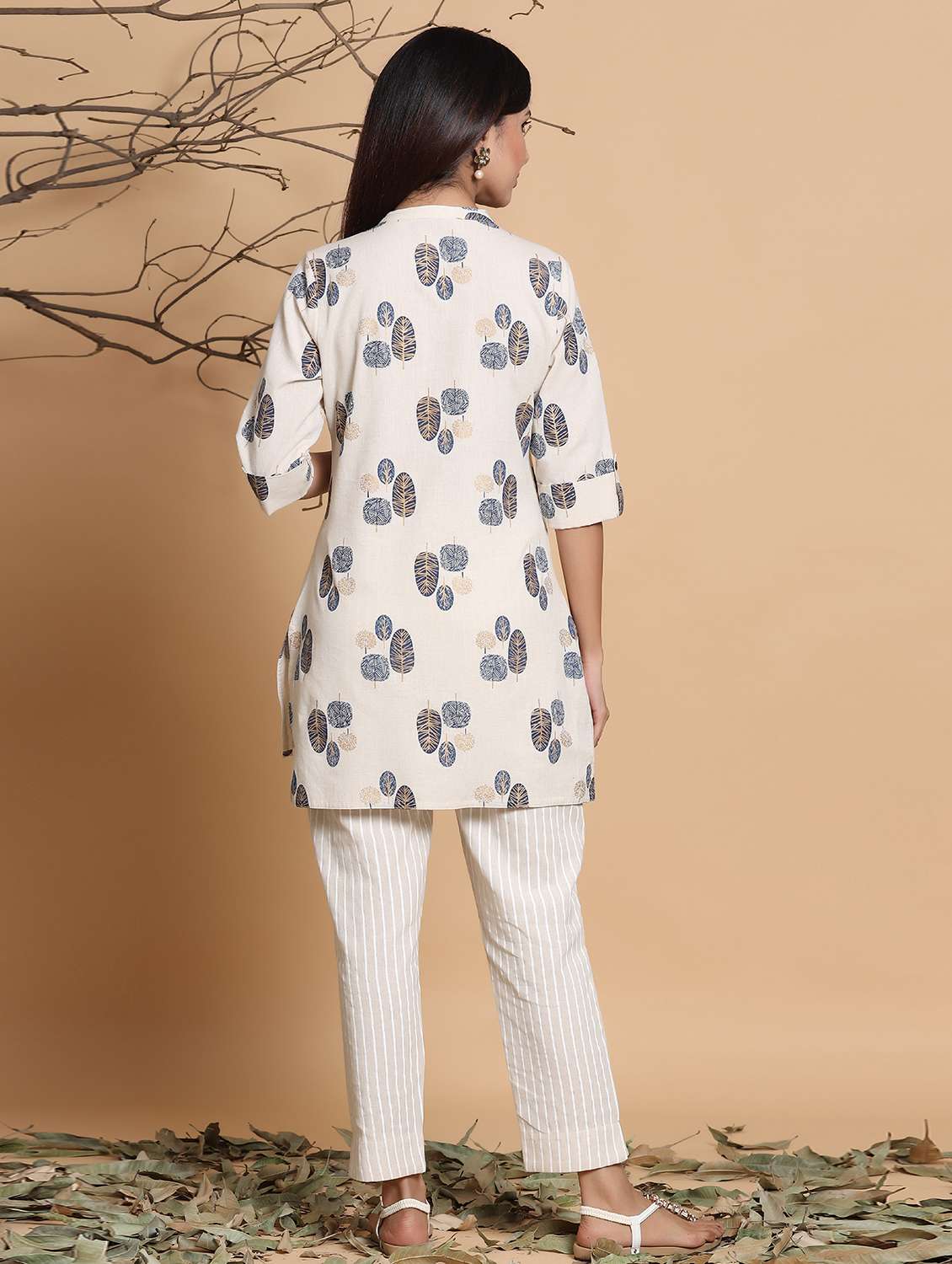 women mandarin neck high-low kurti - 17509505 - Standard Image - 2