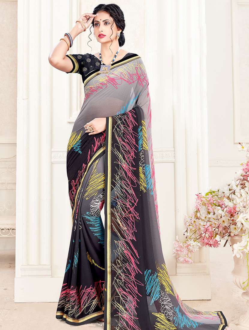 abstract printed saree