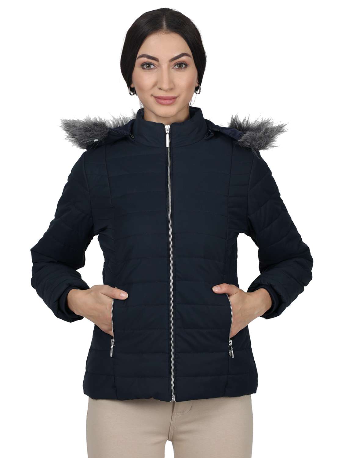 hooded neck quilted jacket 