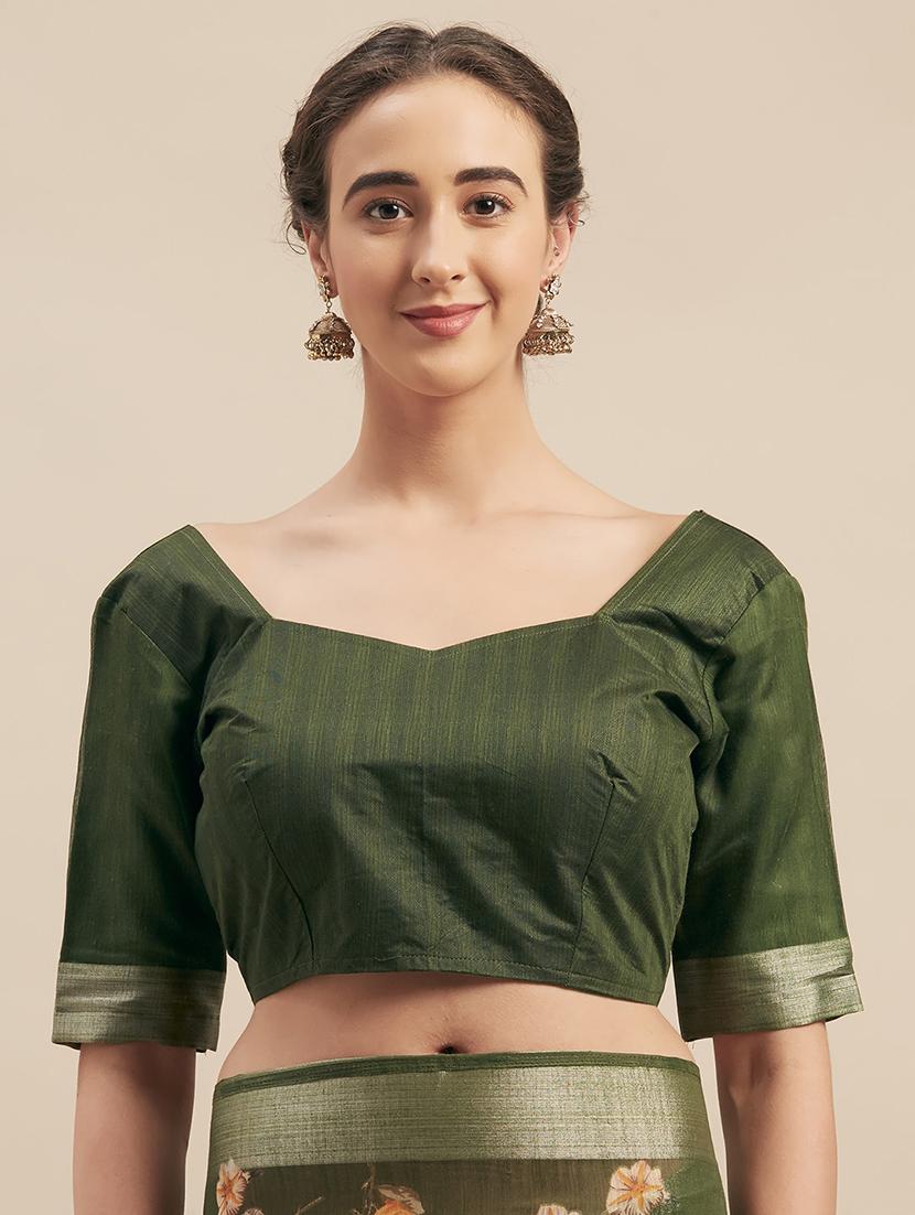 floral printed saree with blouse - 17514678 - Standard Image - 2