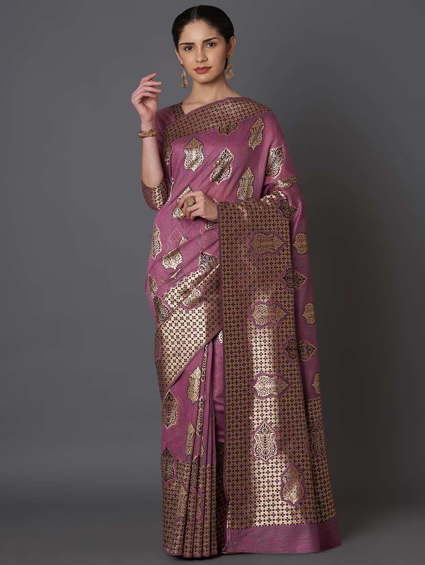 women's self design mauve colored saree