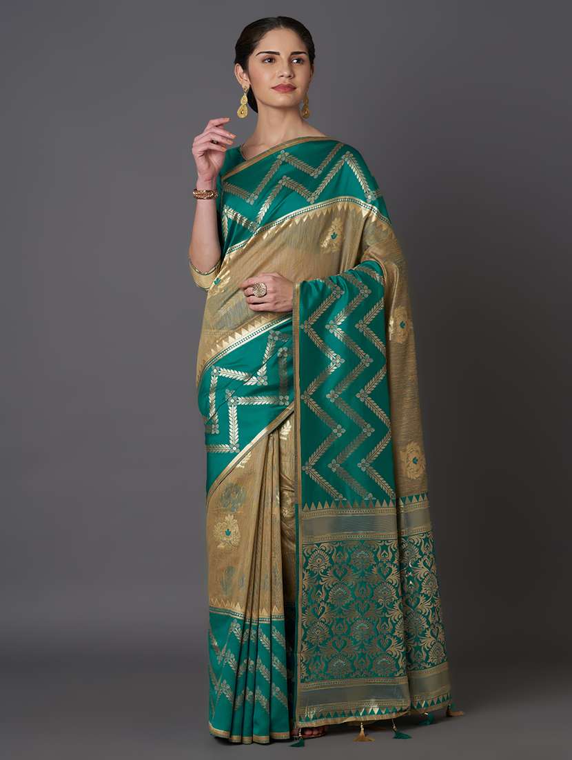 teal maheshwari saree