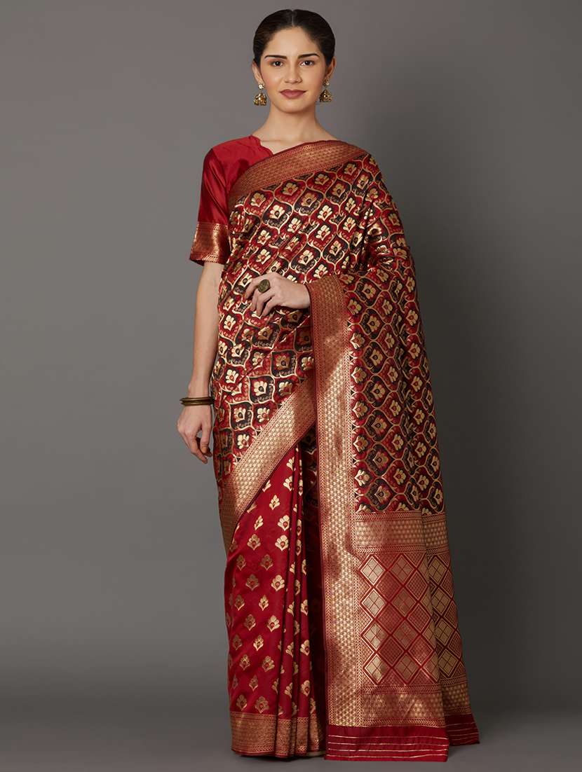 maroon maheshwari saree