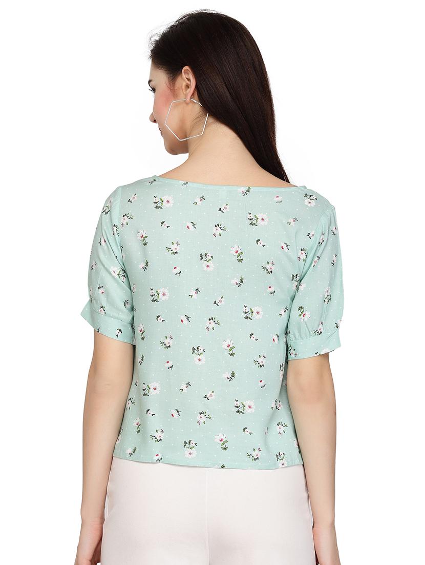 women's blouson round neck top - 17518266 - Standard Image - 2
