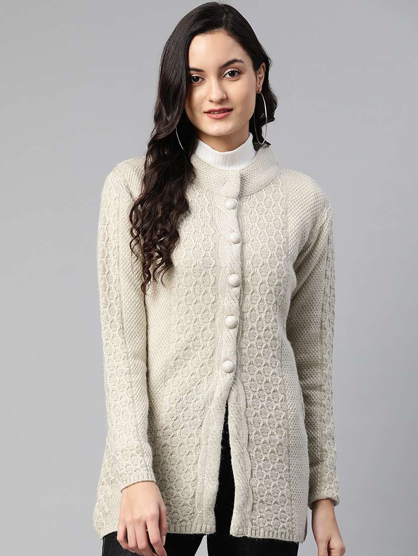button closure wool cardigan 
