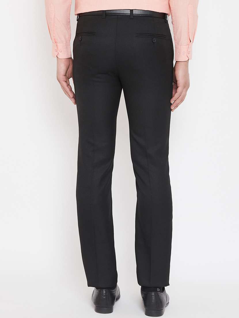 black solid flat front formal trouser - 17521032 - Standard Image - 2