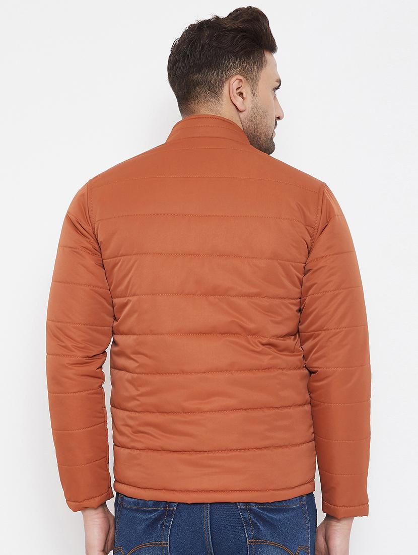 orange solid quilted jacket - 17521056 - Standard Image - 2