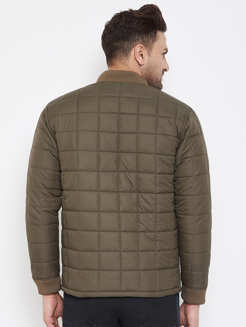 olive green solid quilted jacket - 17521059 - Standard Image - 2