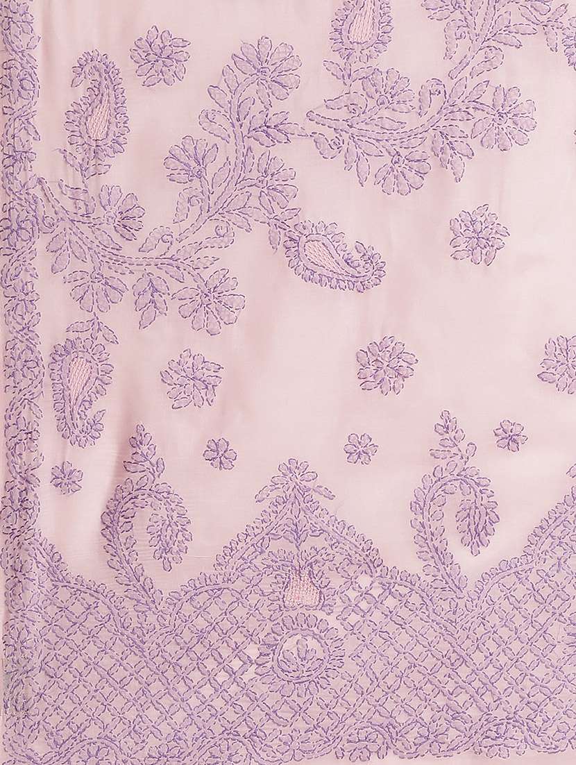 rosewater chikankari saree with blouse - 17522316 -  Standard Image - 2