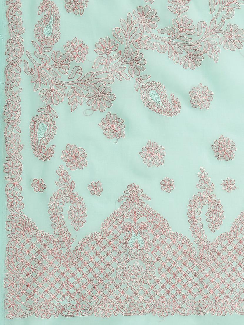 sea green chikankari saree - 17522321 - Standard Image - 2