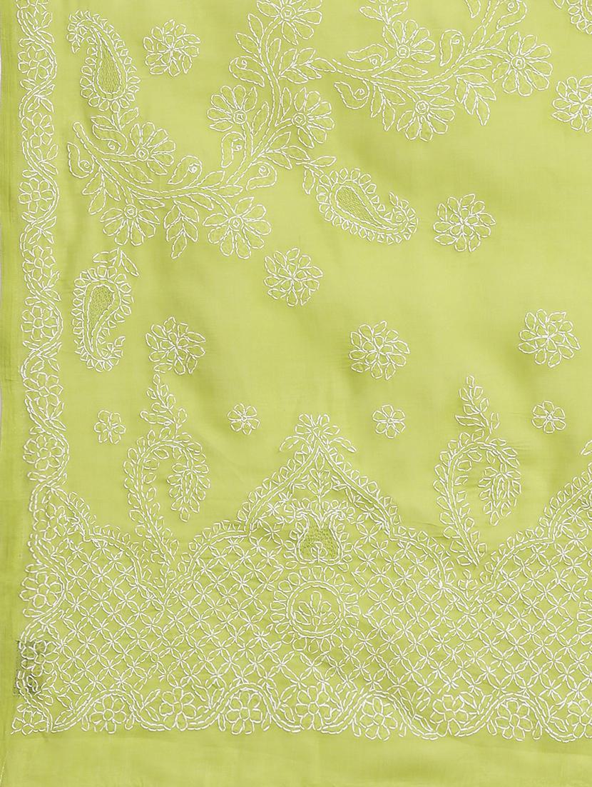 lime green chikankari saree with blouse - 17522322 - Standard Image - 2