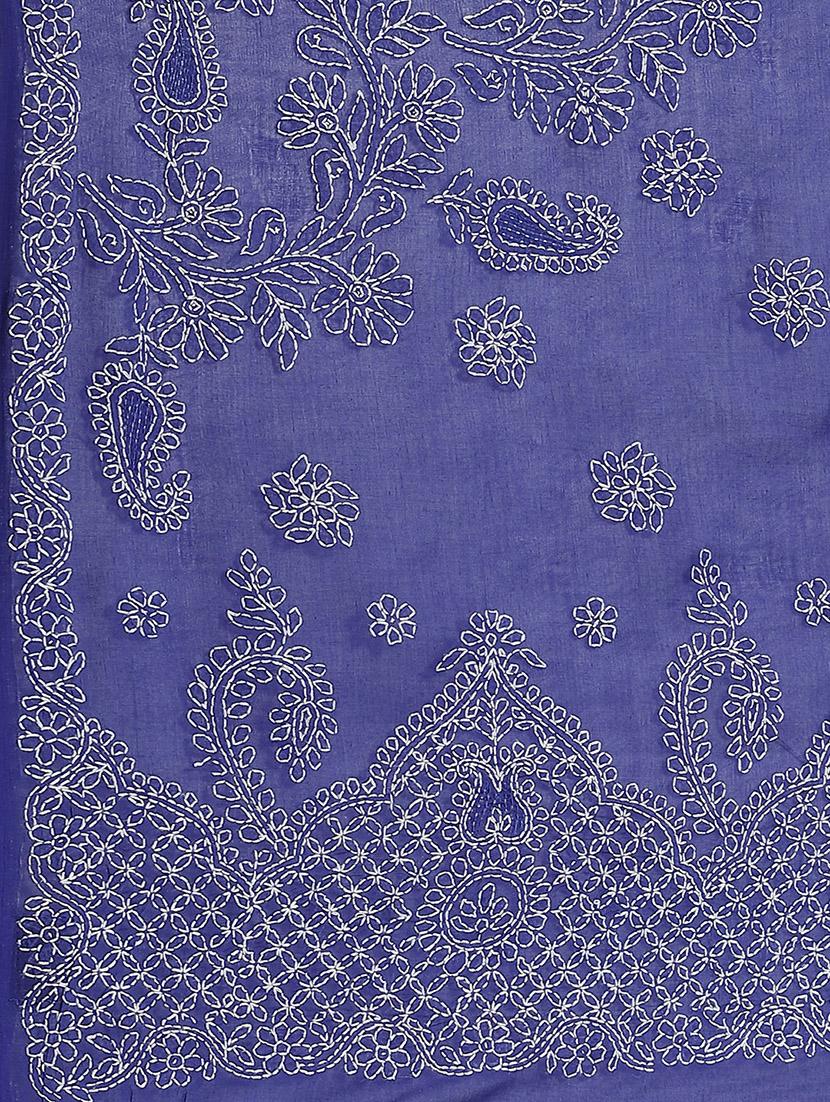 floral motifs chikankari saree with blouse - 17522323 - Standard Image - 2