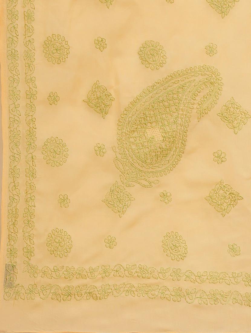 mustard chikankari saree with blouse - 17522325 - Standard Image - 2