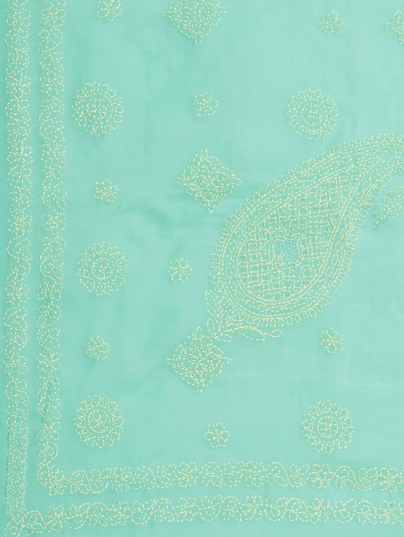 sea green chikankari saree with blouse - 17522326 - Standard Image - 2