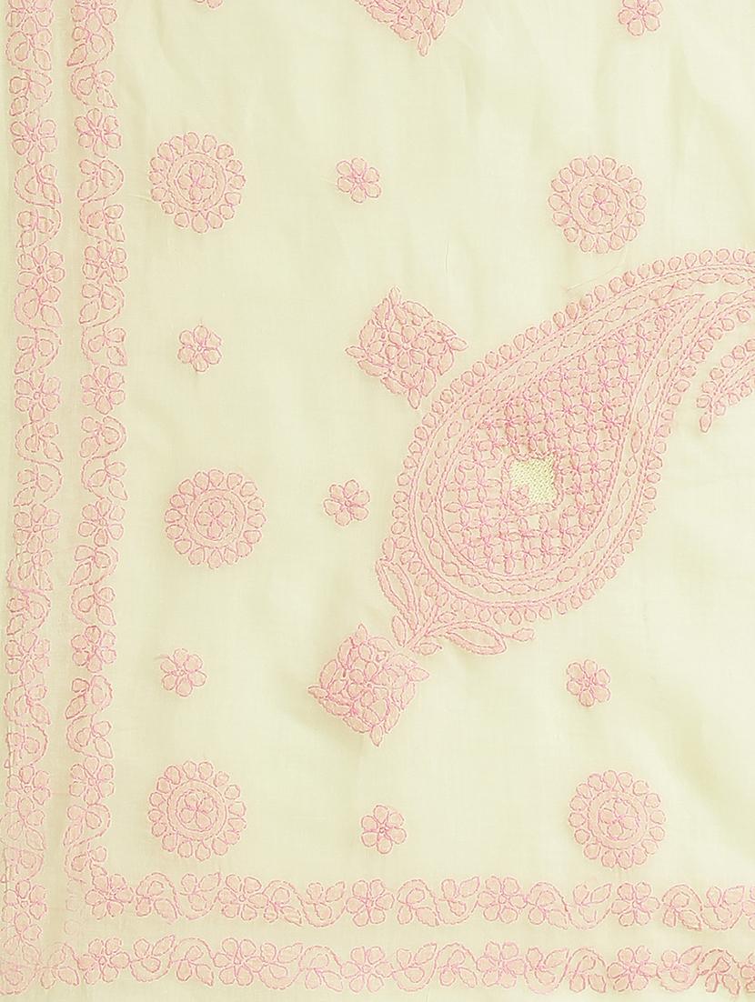mellow yellow chikankari saree with blouse - 17522328 - Standard Image - 2